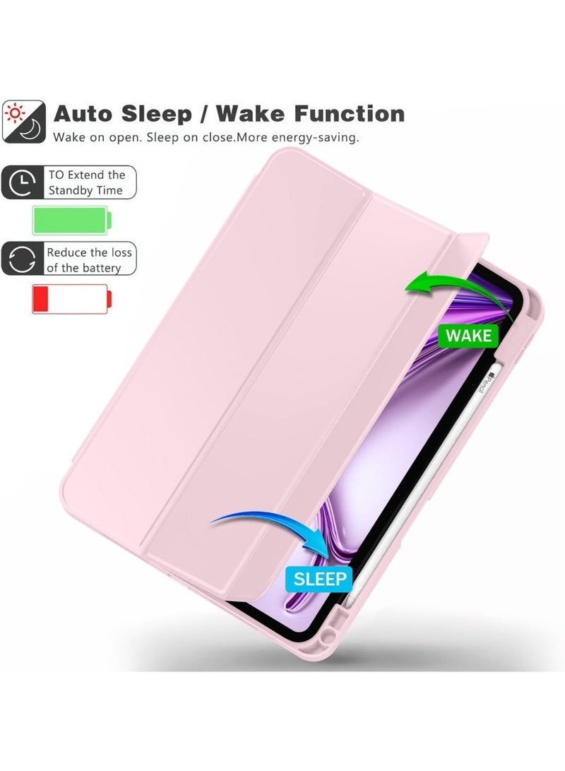T I G O iPad Air 13 2024 M2 & iPad Pro 12.9 6th/5th/4th/3rd Case, 2024 iPad Air 13 Case, 13 iPad Air 2024 Case with Acrylic Back, Shockproof TPU Edge, Pencil Holder Cover Pink - Image 3