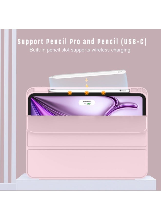 T I G O iPad Air 13 2024 M2 & iPad Pro 12.9 6th/5th/4th/3rd Case, 2024 iPad Air 13 Case, 13 iPad Air 2024 Case with Acrylic Back, Shockproof TPU Edge, Pencil Holder Cover Pink - Image 5