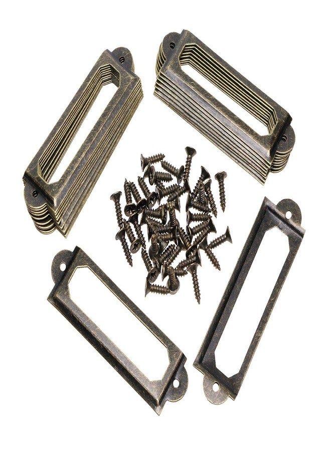 ONLYKXY 20Pcs Antique Brass Metal Drawer Door Lab Tag Label Pull Frame Handle File Name Card Holder for Furniture Cabinet Hardware Box Case Bin 17x60mm (Bronze) - Image 1