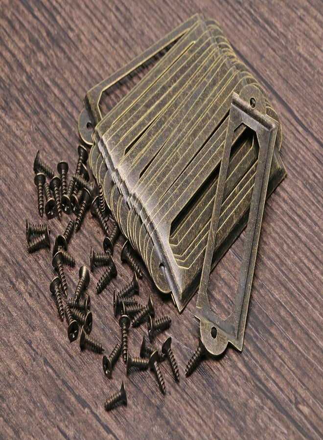 ONLYKXY 20Pcs Antique Brass Metal Drawer Door Lab Tag Label Pull Frame Handle File Name Card Holder for Furniture Cabinet Hardware Box Case Bin 17x60mm (Bronze) - Image 4