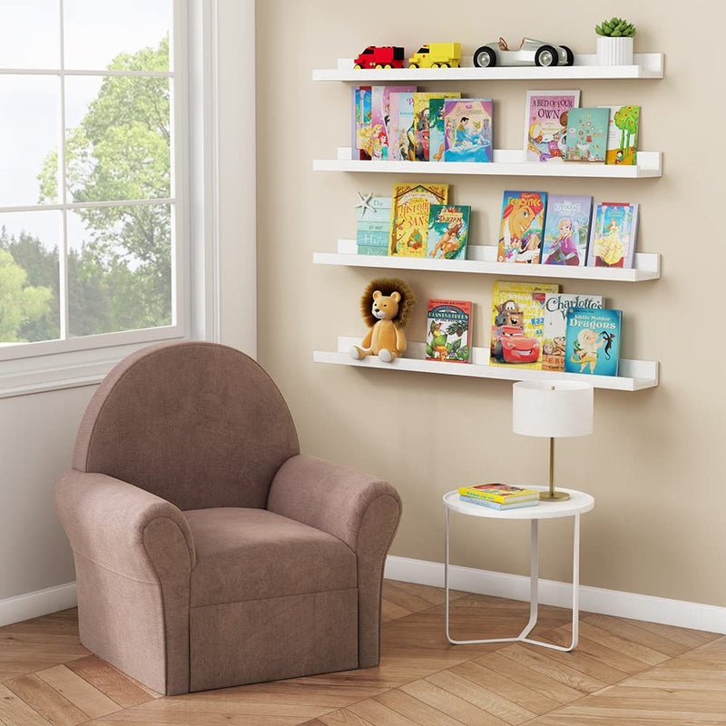 Forbena 36 Inch Floating Shelves for Wall 4-Pack, Large Nursery Book Shelves Bookshelf for Kids Bedroom, Long Picture Ledge Shelf with Lip for Living Room Photo Frames Art Display (White Solid Wood) - Image 2