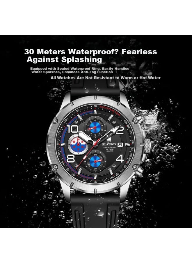 Playboy Men's Mechanical Style Luminous Waterproof Quartz Watch Multifunctional Top National Brand Birthday Gift - Image 2