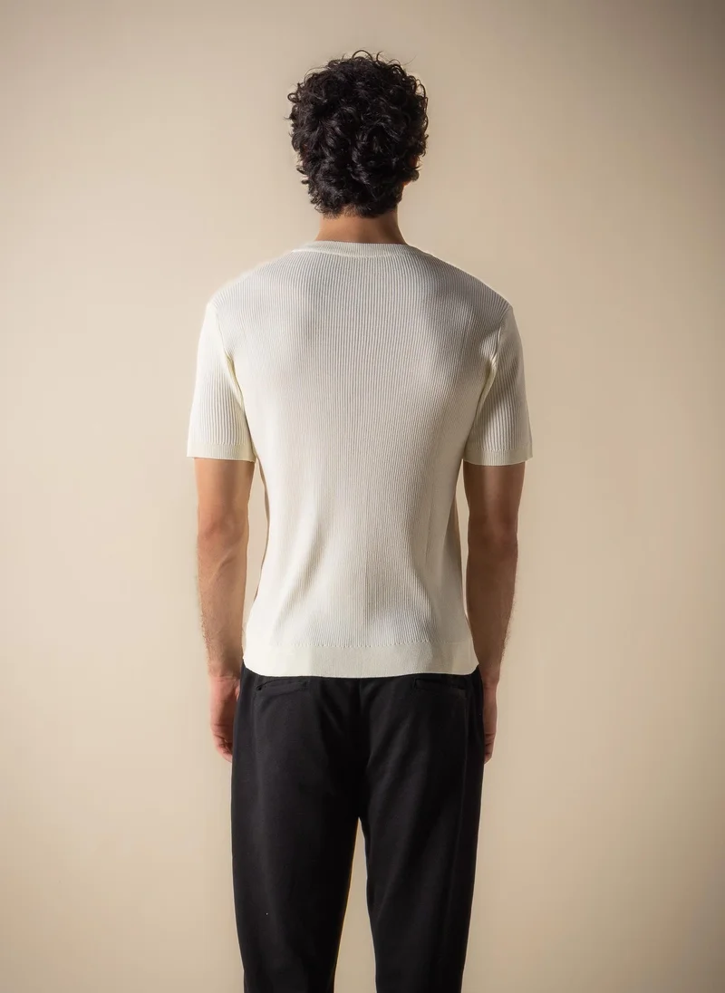 Shapes Beige RIBBED HENLEY T-SHIRT for Men | Best Price UAE