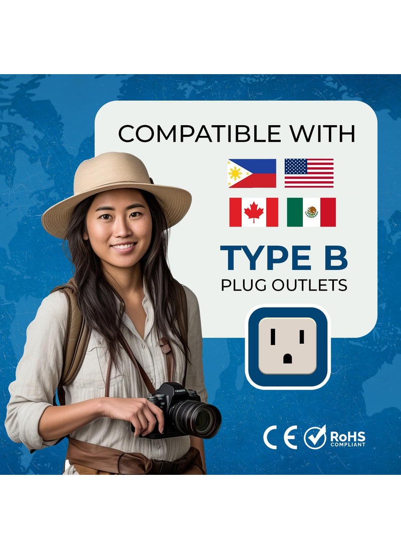 OREI OREI India USA Adapter India to Universal Travel Adapter for USA Japan Canada Plug Adapter Type B Plug 2 in 1 Perfect for Laptop Camera Charger and More CE RoHS Beige  - Image 5
