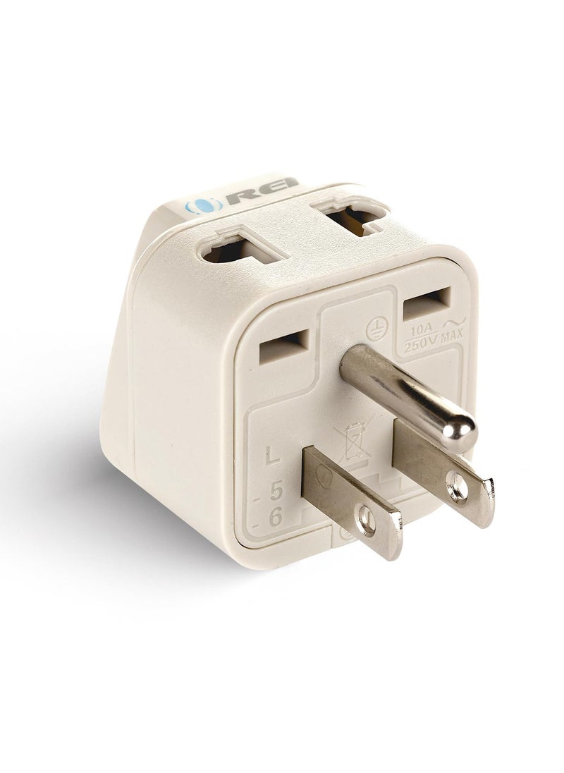 OREI OREI India USA Adapter India to Universal Travel Adapter for USA Japan Canada Plug Adapter Type B Plug 2 in 1 Perfect for Laptop Camera Charger and More CE RoHS Beige  - Image 1