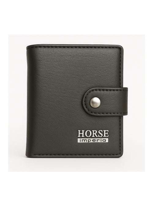 محفظة رجالية جلد أنيق بغطاء كبس من HORSE Imperia - تصميم عصري عملي- اسود-222