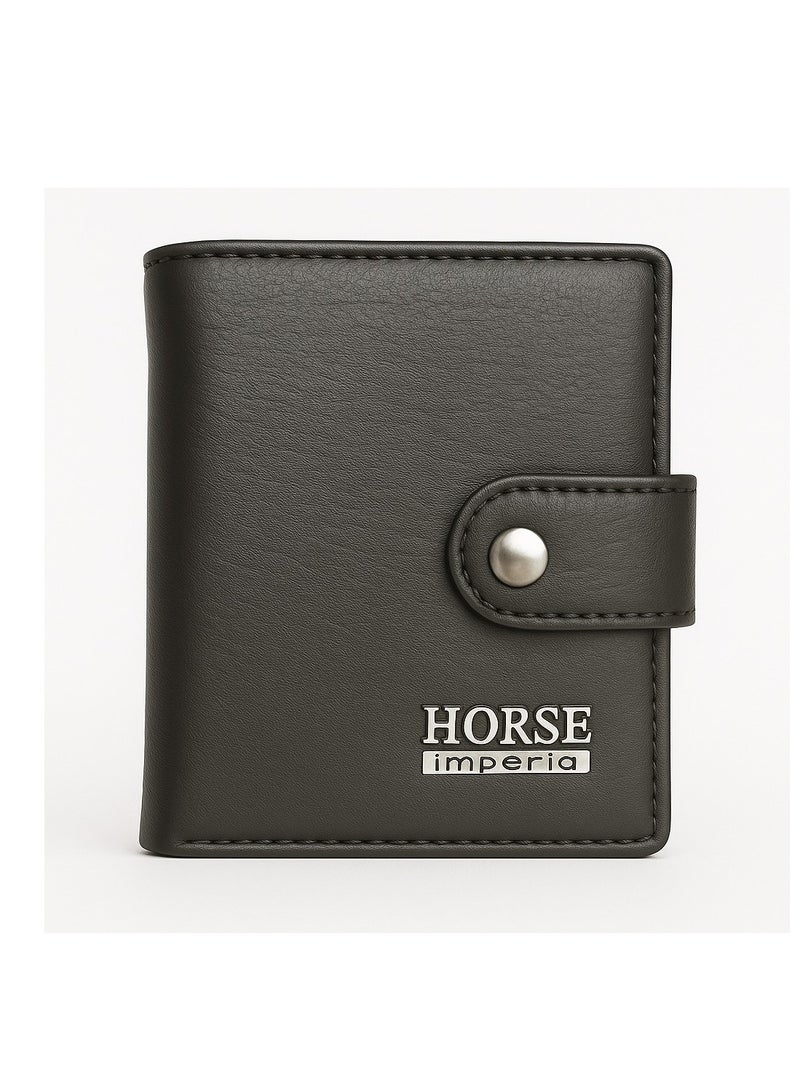 هورس محفظة رجالية جلد أنيق بغطاء كبس من HORSE Imperia - تصميم عصري عملي- اسود-222  - Image 1