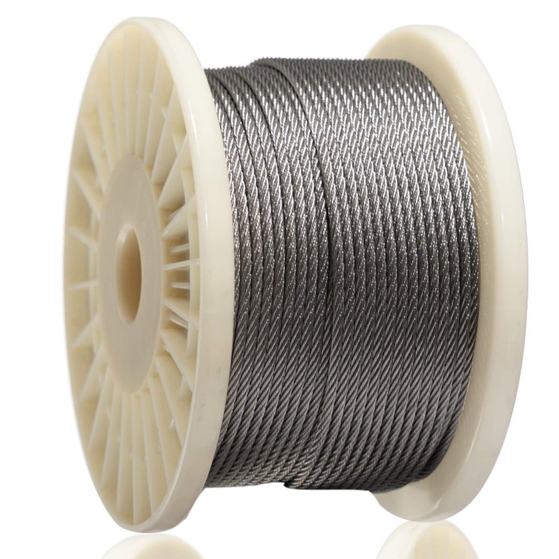 AGTEK Wire Rope 18 Inch Stainless Steel Aircraft Cable for Decking Railings 250 FT 7x7 Strands Construction