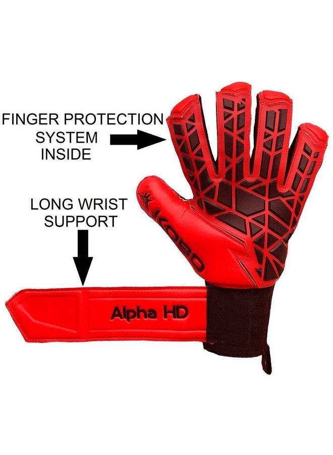 Kobo Rubber 2324-Alpha-Hd Latex Soccer Goal Keeper Gloves, 7.5-Inch (Red) - Image 3