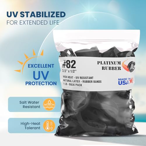 Platinum Rubber Black #82 Extra Wide Large Premium Outdoor Rubberbands, Made in USA, High Heat UV Resistant Platinum Rubber Crepe Band (2 1/2" Long x 1/2" Wide) (Black Rubber 1/2 LB) - Image 3
