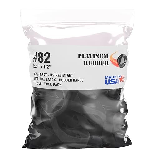 Platinum Rubber Black #82 Extra Wide Large Premium Outdoor Rubberbands, Made in USA, High Heat UV Resistant Platinum Rubber Crepe Band (2 1/2" Long x 1/2" Wide) (Black Rubber 1/2 LB) - Image 1