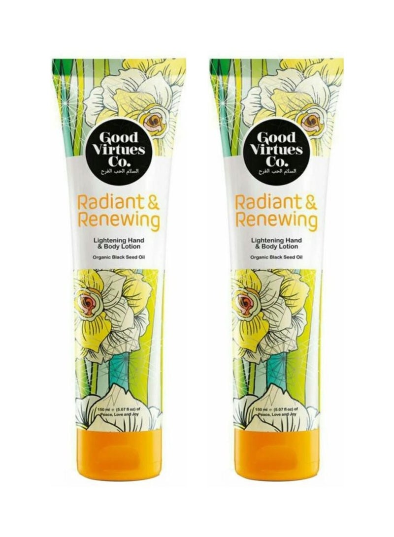 Good Virtues Co. 2 Piece Lightening Hand & Body Lotion Organic Habbatus Sauda Oil 150ml - Image 1