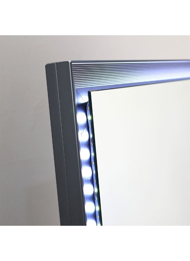 DANUBE HOME Hensley Floor Mirror with Tri-Color LED Lights & Touch Screen Button â€“ Modern Full-Length Mirror, Stylish LED Lighting for Bedroom, Living Room, Dressing Room & Home Decor - Grey  - Image 4