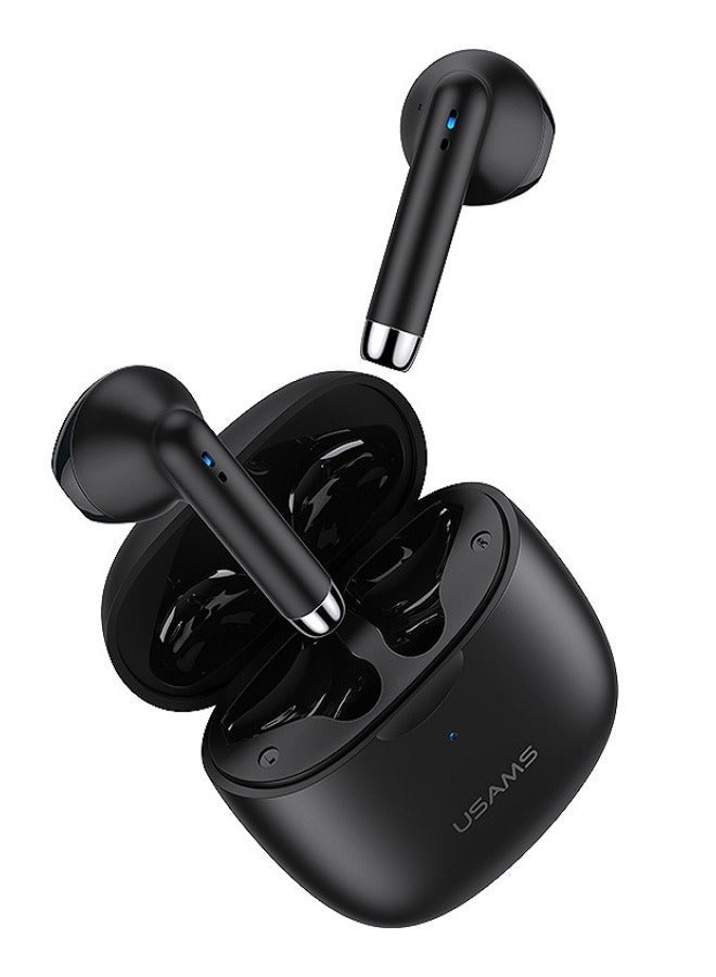 Usams TWS Bluetooth 5.0 True Wireless Earbuds with Charging Case – Mini In-Ear Headphones with Touch Control, HD Stereo Sound, IPX4 Sweatproof, Stand by 28 Hours, Type-C Fast Charging, Compatible with iPhone, Samsung, Android Devices Black TDRA CERTIFIED - Image 3