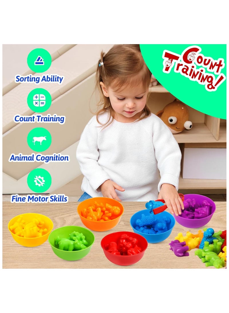 Counting wild animal toys, pairing games, and classification bowl learning activities Preschool operation Montessori fine motor skills toys for 3, 4, and 5-year-old children (36 animals) - Image 4