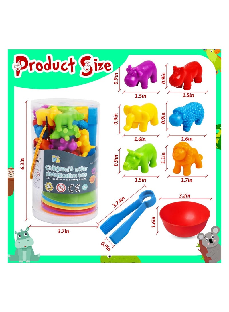 Counting wild animal toys, pairing games, and classification bowl learning activities Preschool operation Montessori fine motor skills toys for 3, 4, and 5-year-old children (36 animals) - Image 2