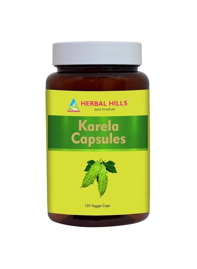 HERBAL HILLS Bitter Melon/Bitter Gourd/Karela Capsules (Momordica Charantia) | 120 Count (900 mg) | Best for Eye & Skin Health 