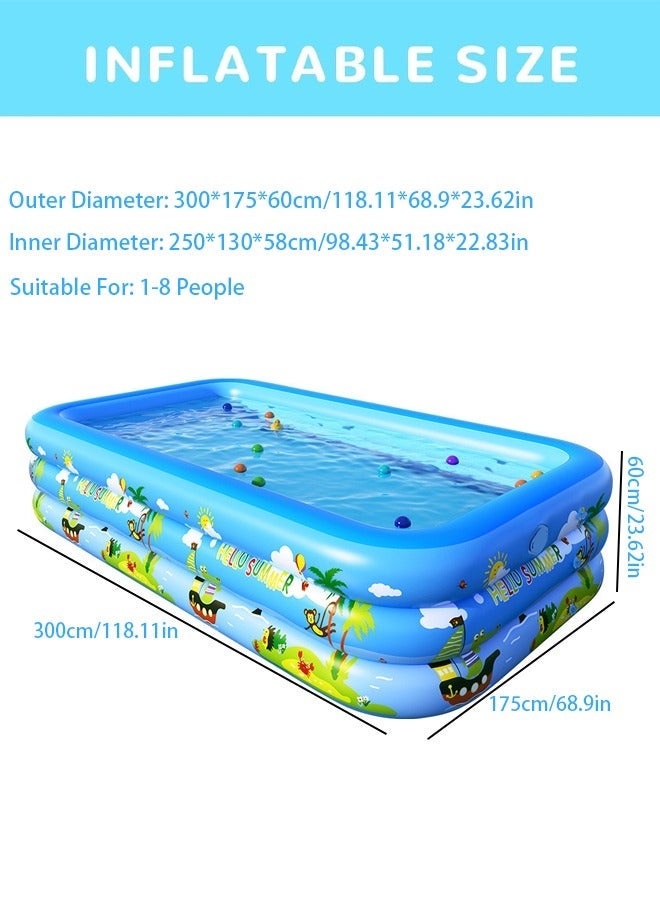 VUCATIN 300x175x60CM حمام سباحة كبير في الهواء الطلق قابل للنفخ ، حمام سباحة كرة شاطئ المحيط للأطفال ، حمام سباحة لعب الطفل ، حمام سباحة PCV للمعشب الفناء - Image 3