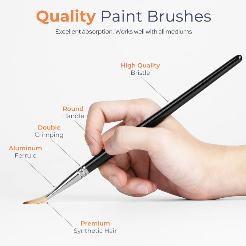 Nicpro 30pcs Paint Brush Set, Professional Paintbrushes with Paint Spatula and Cloth Roll, Craft Paint Brushes for Acrylic Painting, Oil, Watercolor, Gouache, Art Supplies for Artists and Beginners - Image 3