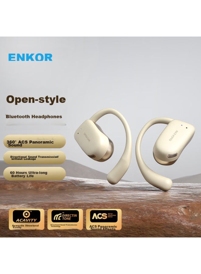 Enkor سماعات رأس بلوتوث مفتوحة الأذن، فوق الأذن، ليست داخل الأذن، توصيل عظمي، للرياضة، الجري، ركوب الدراجات، المكالمات، تقليل الضوضاء، سماعات هاتف محمول - Image 1
