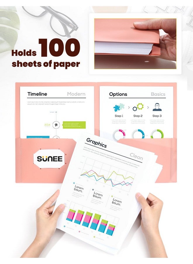 SUNEE Folders With Pockets, 5 Pack Recycled File Folders Fit 8.5X11 Letter Size Paper, Pocket Folders For School, Plastic Folders With Pockets And Business, Vintage Colors - Image 4