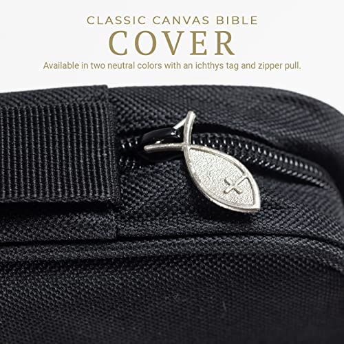 Divinity Boutique Canvas Bible Case - Black Bible Cover for Men and Women - Fabric Zippered Bag with Pockets. Fits up Bibles Sized 8.25" x 5.50" x 1" - Image 2