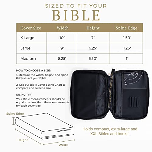 Divinity Boutique Canvas Bible Case - Black Bible Cover for Men and Women - Fabric Zippered Bag with Pockets. Fits up Bibles Sized 8.25" x 5.50" x 1" - Image 3