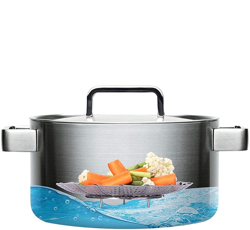 KRLZ Stainless Steel Vegetable Fruit Steamer Punching Food Drain Bowl Basket Stainless Steel Steamer Steamer Basket - Image 5