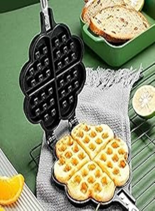 AUTOYSUR Waffle Irons, Waffle Maker Pan,Non-Stick Teflon Coating Double-side Waffle Baking Mould,PFOA Free, Cooking Pan Baking for Belgian Waffles Sandwich Toaster (Heart shape)