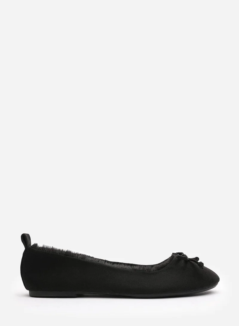 Where's That From 'Danica' Ballet Slippers with Faux Fur Lining and Bow Detail