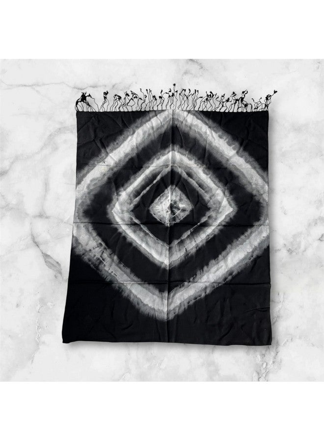 Elegant Ombre Gradient Scarf with Tassels, Black and Grey, Soft Fabric | Ladies Girls Womens Stole | Fashion Printed Shawl | Premium Soft Quality - Image 4