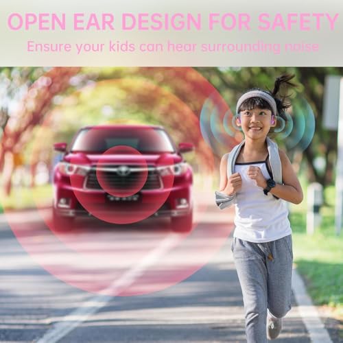 Mehomeli Kids Headphones, Bluetooth 5.2 Air Conduction Open Ear Headphones, 85dB Volume Limiting, Blue Pink - Image 4