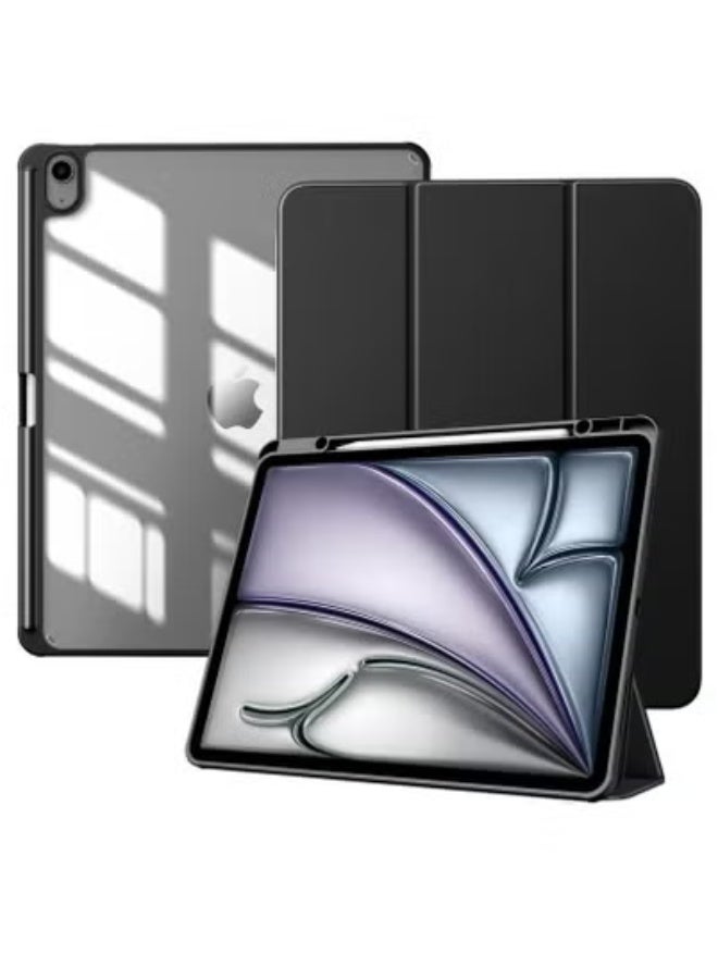 TIGER Protective Case for iPad Air 13-inch (M3/M2, 2025/2024) – Slim Black Stand Cover with Apple Pencil Holder, Auto Wake/Sleep Feature, Magnetic Closure & Clear Transparent Shockproof Back | Lightweight, Scratch-Resistant Smart Cover for Work, Study & Travel - Image 1