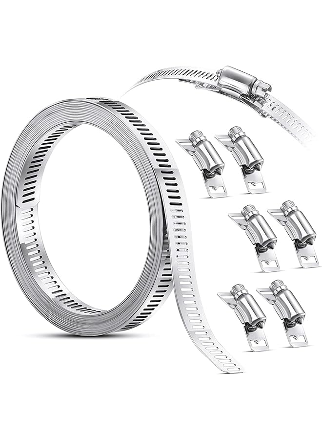 PROMASS 1pcs 9.8 Feet Hoses Clamps, Fasteners, Clamps Worm, Worm Clamps Stainless Steel, Large Hose Clamp Worm Drive Hose Clamps Adjustable Pipe Hose Clamp for Intercooler, Pipe, Tube and Fuel Line - Image 1