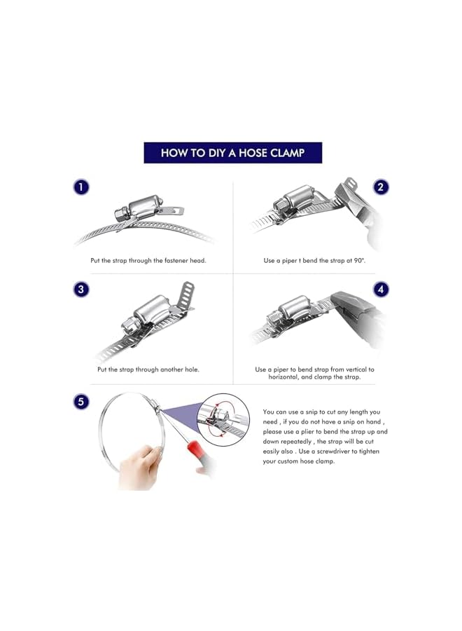 PROMASS 1pcs 9.8 Feet Hoses Clamps, Fasteners, Clamps Worm, Worm Clamps Stainless Steel, Large Hose Clamp Worm Drive Hose Clamps Adjustable Pipe Hose Clamp for Intercooler, Pipe, Tube and Fuel Line - Image 3