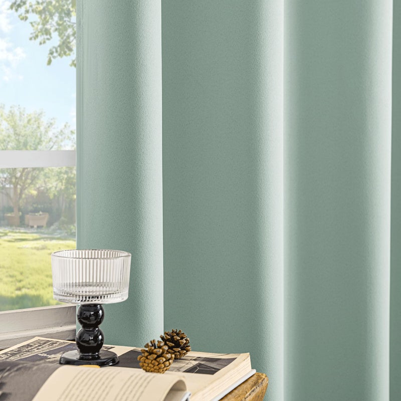 Beauoop 100% Blackout Curtains 84 Inch Long 2 Panels for Bedroom Living Room Seafoam Green Solid Room Darkening Thermal Insulated Soundproof Energy Saving Grommet Top Window Treatment Drapes,52x84 - Image 4