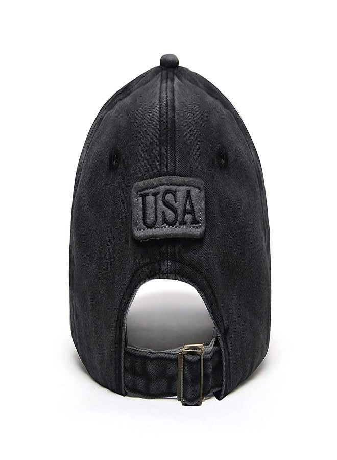 FASHOLIC USA Denim Unisex Baseball Caps Casual Sports Summer Outdoor Activities Cap for Men and Women (Black) - Image 3