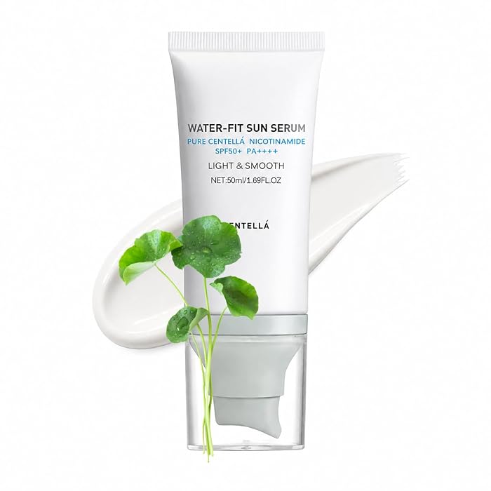 𝐶𝑒𝑛𝑡𝑒𝑙𝑙á Water-Fit Sun Serum SPF50+ PA++++, Hyalu Cica Light & Non-Greasy Sunscreen with 𝐶𝑒𝑛𝑡𝑒𝑙𝑙á Asiatica, 1.69 fl oz (1 Pcak)