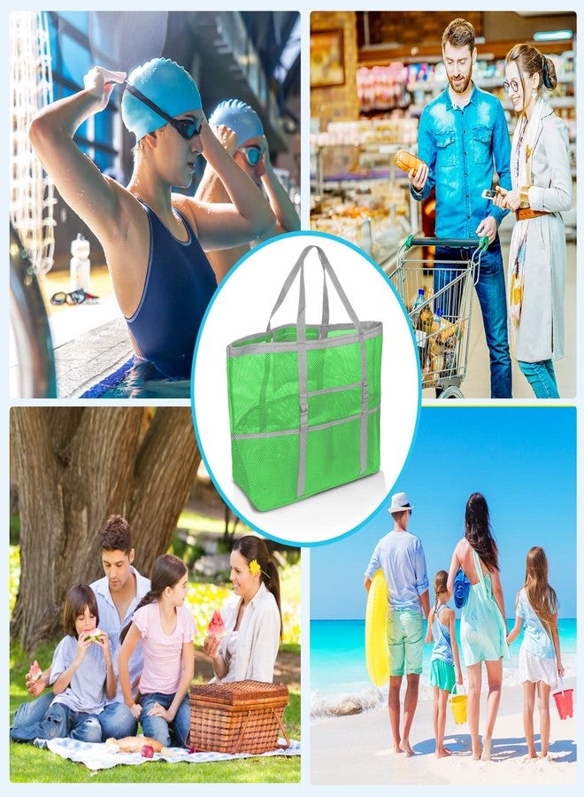 SRISE Mesh Beach Bag - Large Tote Bag for Family, Toys & Vacation Essentials, Green, Large, Fashion - Image 5