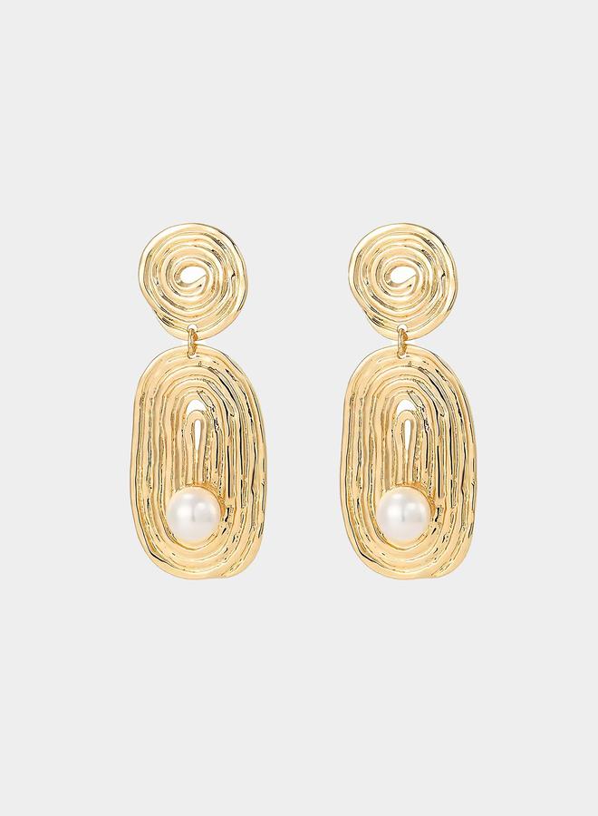 Styli Textured Faux Pearl Detail Earrings