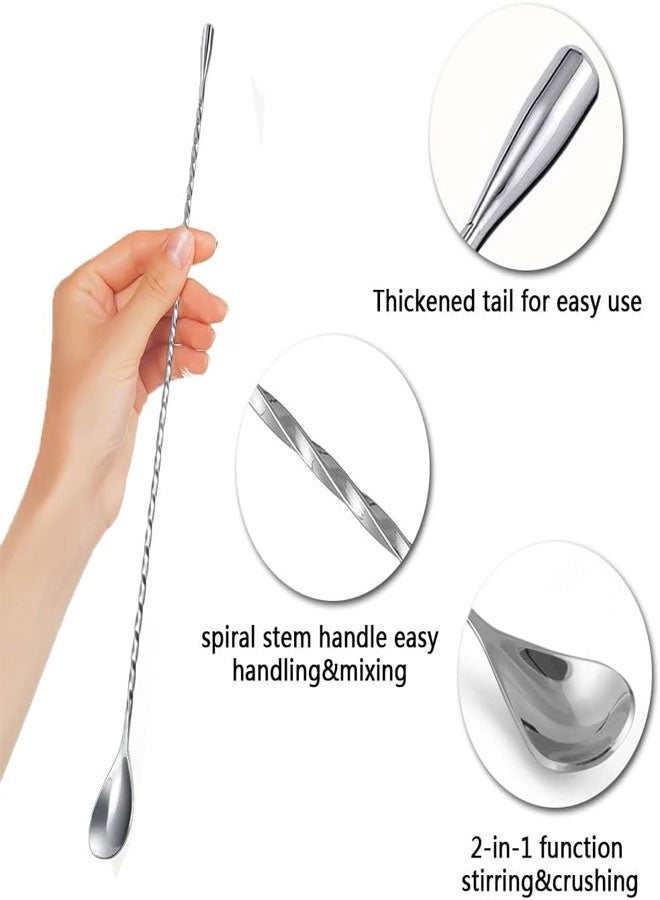 HAWAWA 2pcs Bar Spoon, Stainless Steel Cocktail Mixing Spoon With Long Handle Spiral Design, Bartender Bar Stirring spoon for Cocktail Shaker Tall Cups - Image 3