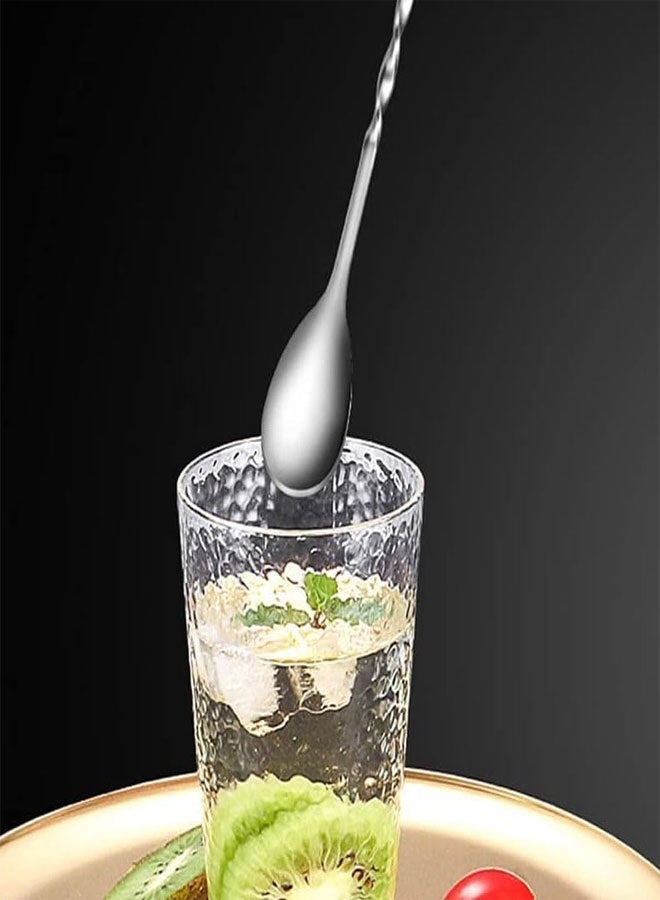 HAWAWA 2pcs Bar Spoon, Stainless Steel Cocktail Mixing Spoon With Long Handle Spiral Design, Bartender Bar Stirring spoon for Cocktail Shaker Tall Cups - Image 5