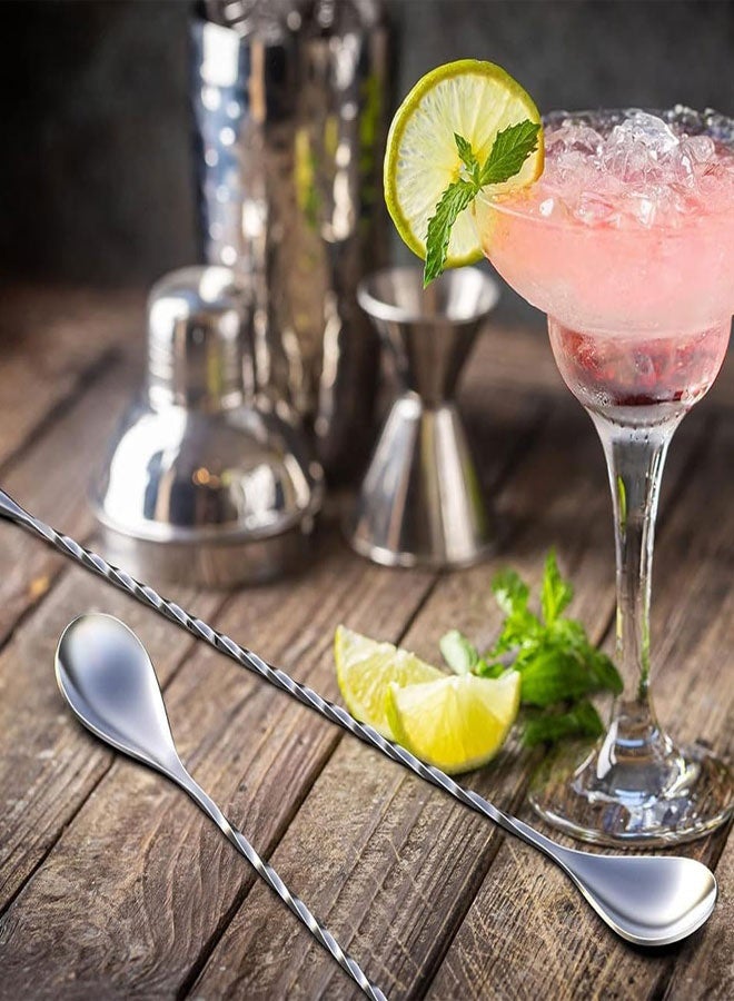 HAWAWA 2pcs Bar Spoon, Stainless Steel Cocktail Mixing Spoon With Long Handle Spiral Design, Bartender Bar Stirring spoon for Cocktail Shaker Tall Cups - Image 4