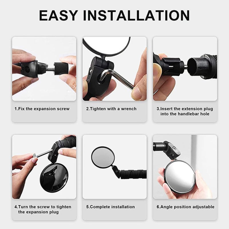 360 Degree Adjustable Rotatable Bike Handlebar Mirrors with Wrench for Mountain Road E Bike Safety Cycling Accessories - Image 5
