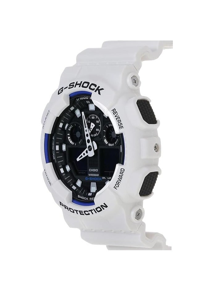 G-SHOCK ساعة رجالية GA-100B-7ADR بسوار من الراتينج الأبيض مع عقارب ورقمية - Image 2
