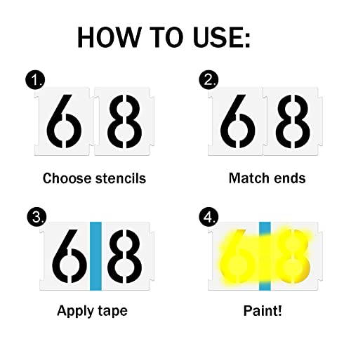 YEAJON 3 Inch Curb Stencil Kit 0-9 Address Number Stencils, 20Pcs Reusable 14 Mil Mylar Plastic Templates for Painting on Road, Wall, Wood, Mailbox - Image 4