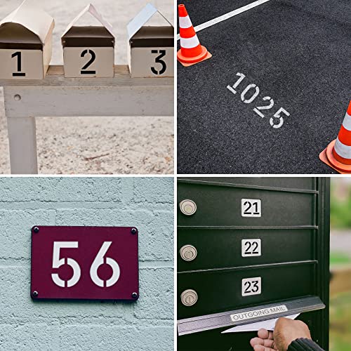YEAJON 3 Inch Curb Stencil Kit 0-9 Address Number Stencils, 20Pcs Reusable 14 Mil Mylar Plastic Templates for Painting on Road, Wall, Wood, Mailbox - Image 5
