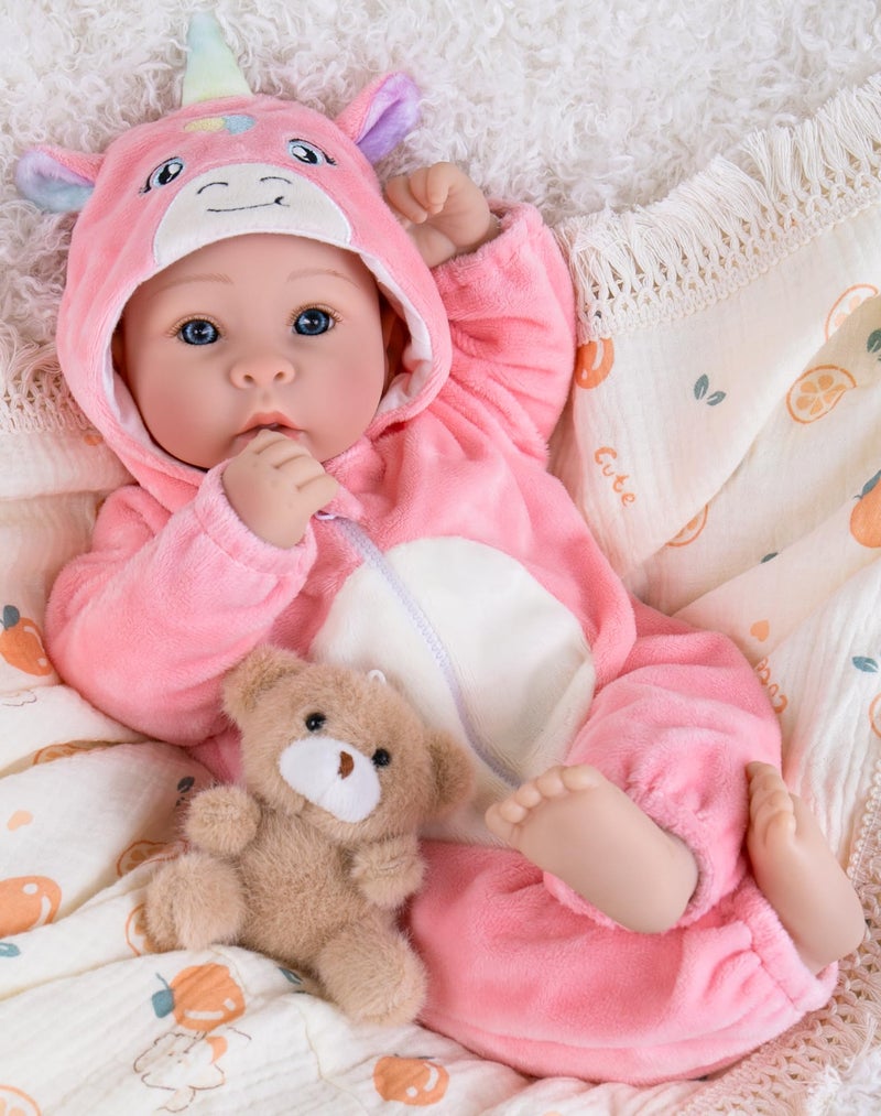 Aori 17 Inch Baby Dolls Realistic Doll with Ultra Real Life Soft Body & Pink Outfits for Girls 3+ | Pretend Play, Dress Up, Nursery Decor - Image 1