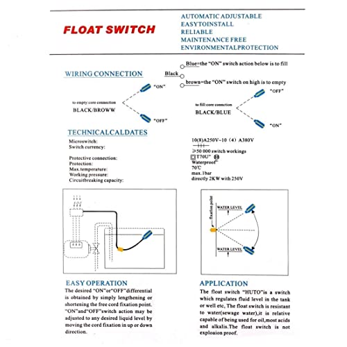 Nxtop 4M Cable Float Switch Water Level Controller for Tank Pump Sump Pump, Water Tank - Image 3