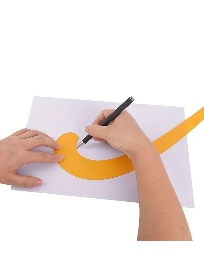 3 قطع من منحنى الفرنسي مجموعة مساطر استنسل بيضاوي من البلاستيك المتين للرسم والخياطة باللون البرتقالي - Image 5